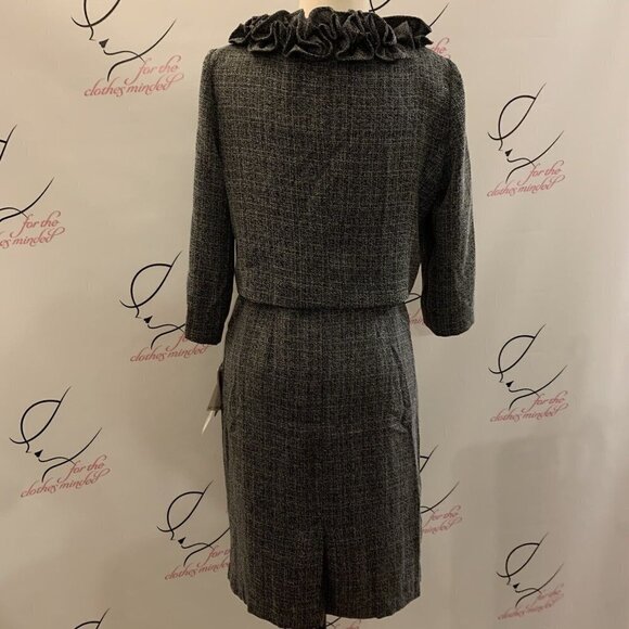 Danny & Nicole. NWT Dress Suit. 8P. $100 Gray Tweed Ruffle 2 Piece Set Shift DD - Picture 4 of 7